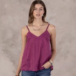 Sundance Joy and Love Lace Inset Cami Top - size Medium - NWOT $78